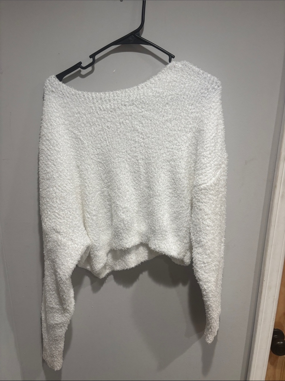 Women's Off-the-Shoulder White Cozy Pullover Sweater
